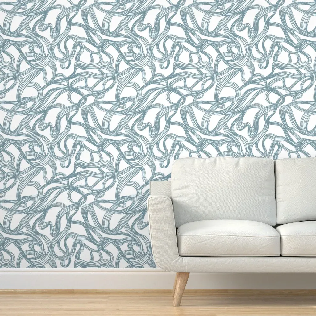 Dreamscape Abstract Brushstroke Peel and Stick Wallpaper - Dusty Blue product