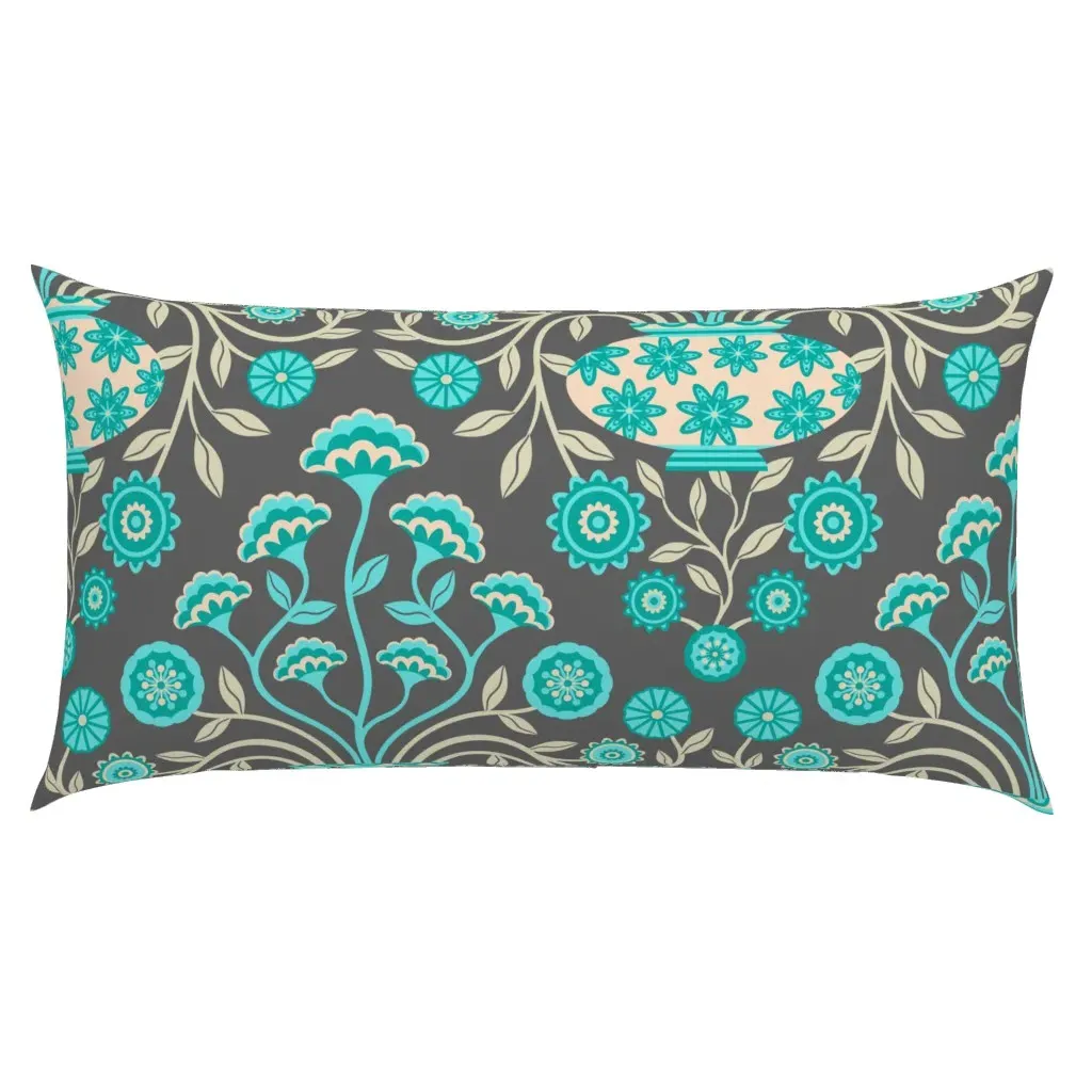 Dreamy Damask Floral Botanical King Pillow Sham - Teal product