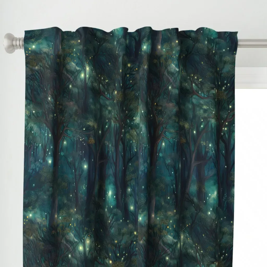 Dreamy Fairy Forest Curtain Panel - Teal alternate view