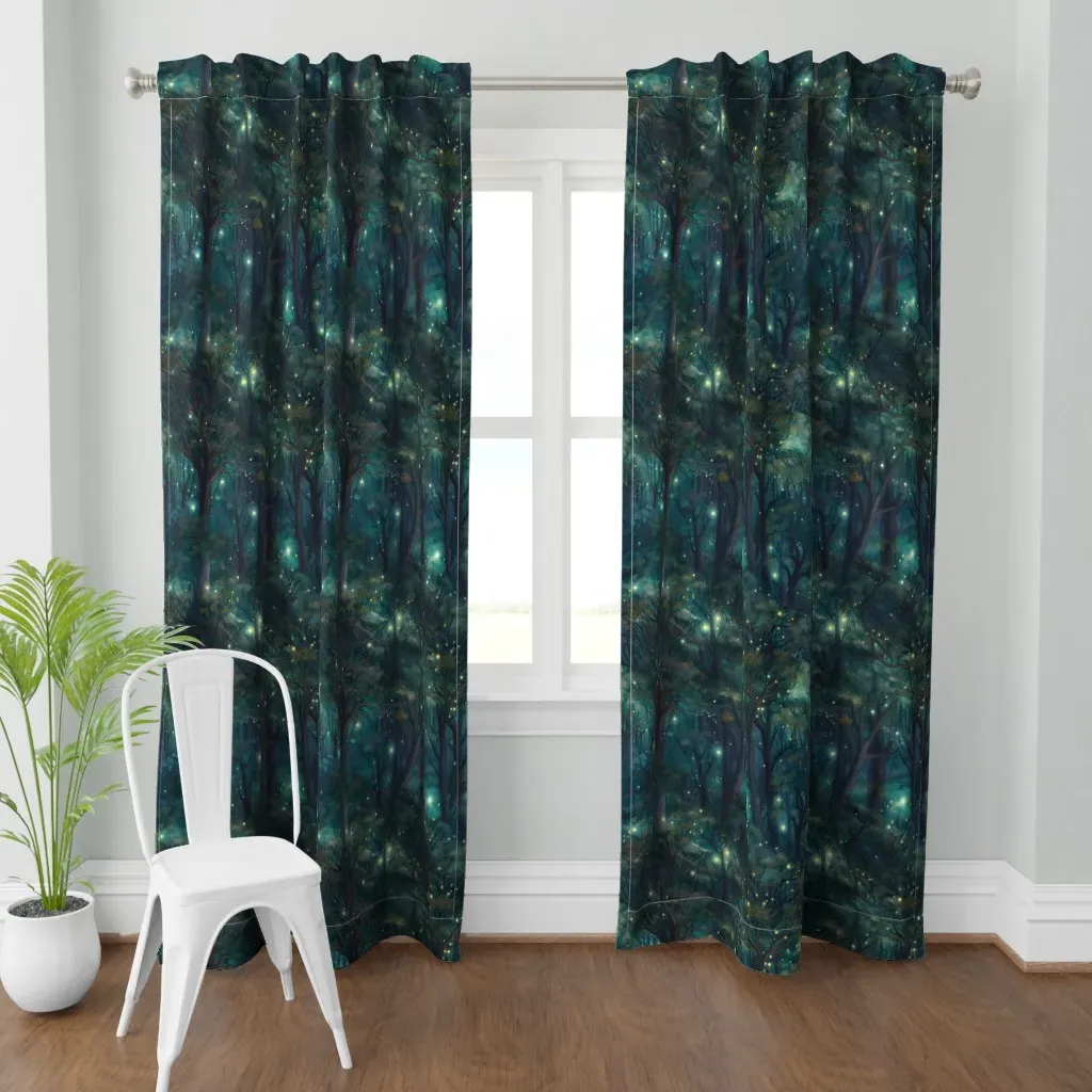 Dreamy Fairy Forest Curtain Panel - Teal product