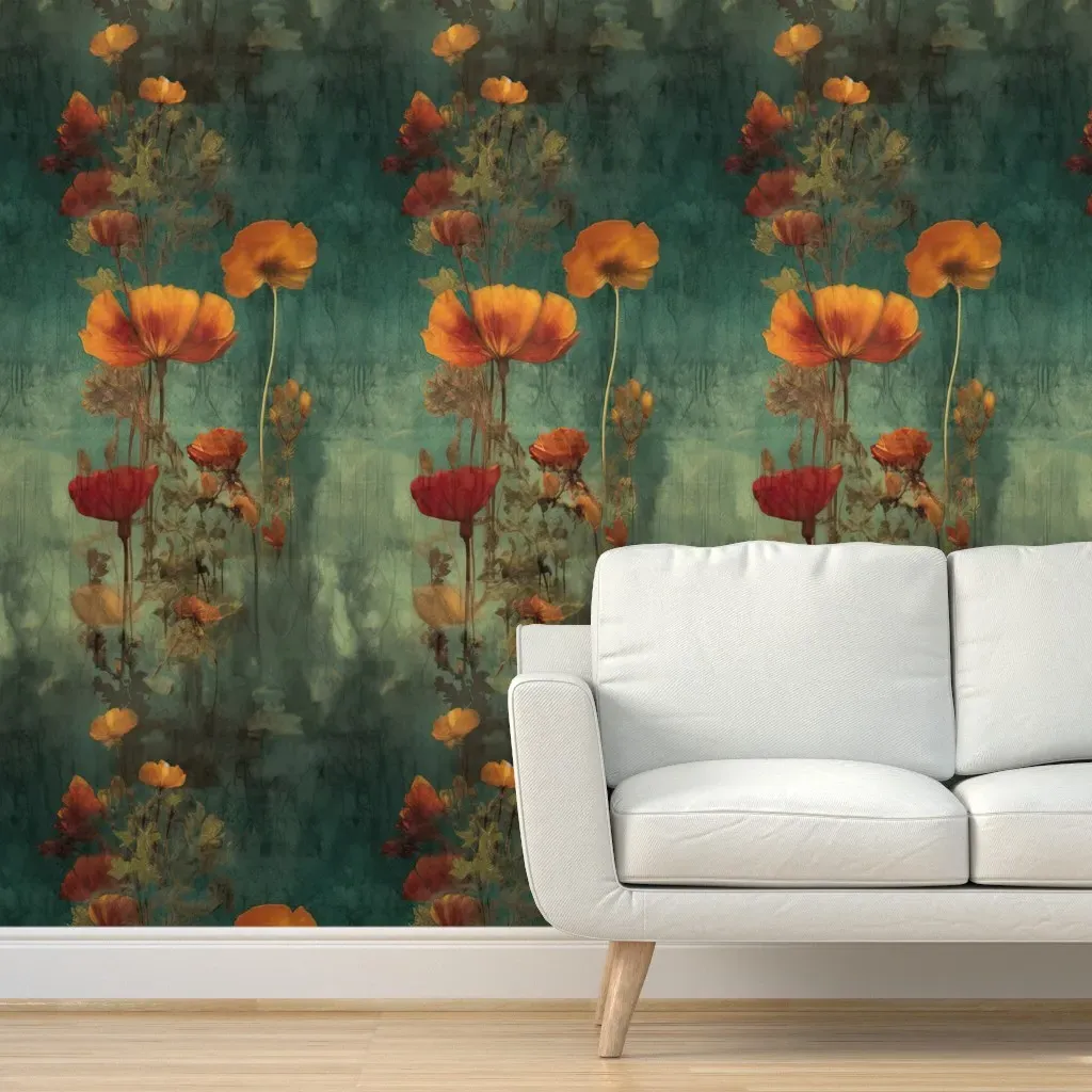Dreamy Flowers Peel and Stick Wallpaper - Red product