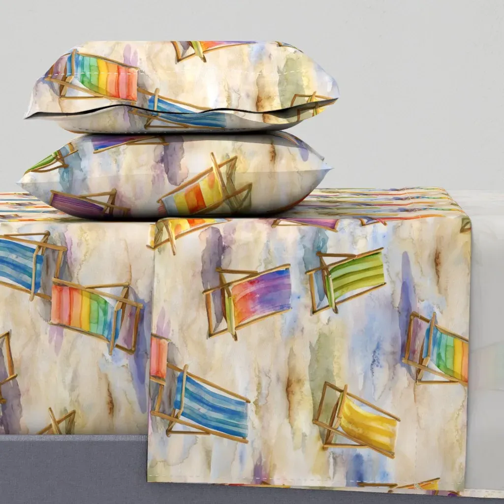 Dreamy Lounging On The Beach Queen Sheet Set - Multi-Color product