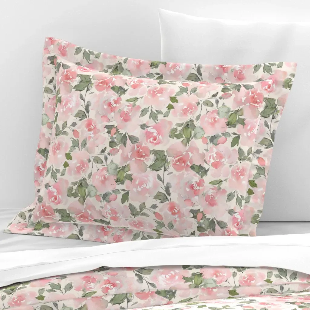 Dreamy Standard Flanged Pillow Sham - Pink, Cotton Sateen product