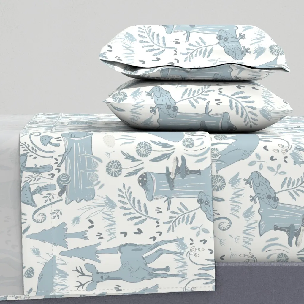 Dreamy Woodland Friends Twin XL Sheet Set - Light Blue product