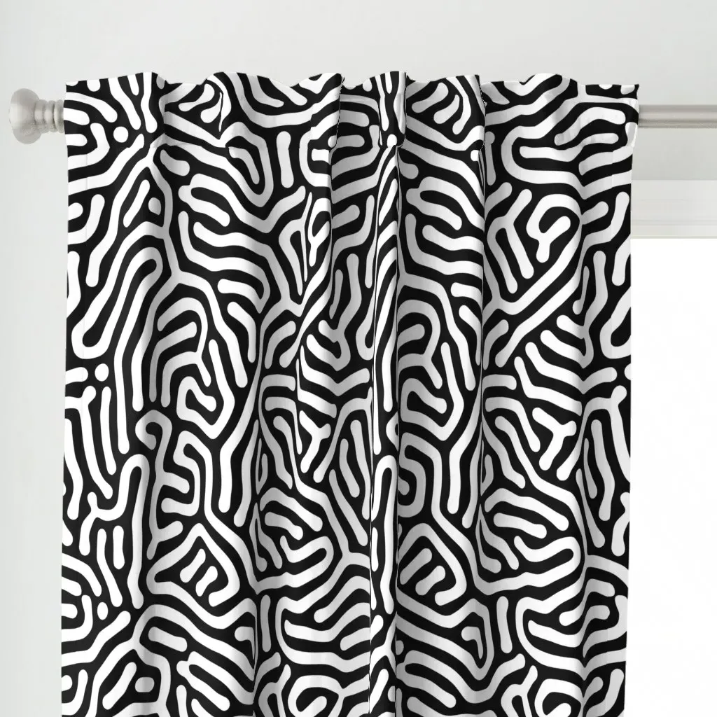 Driftlines Mural Curtain Panel - White alternate view
