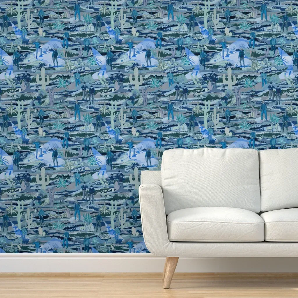 Drugsmugglers-Rotated Peel and Stick Wallpaper - Blue product