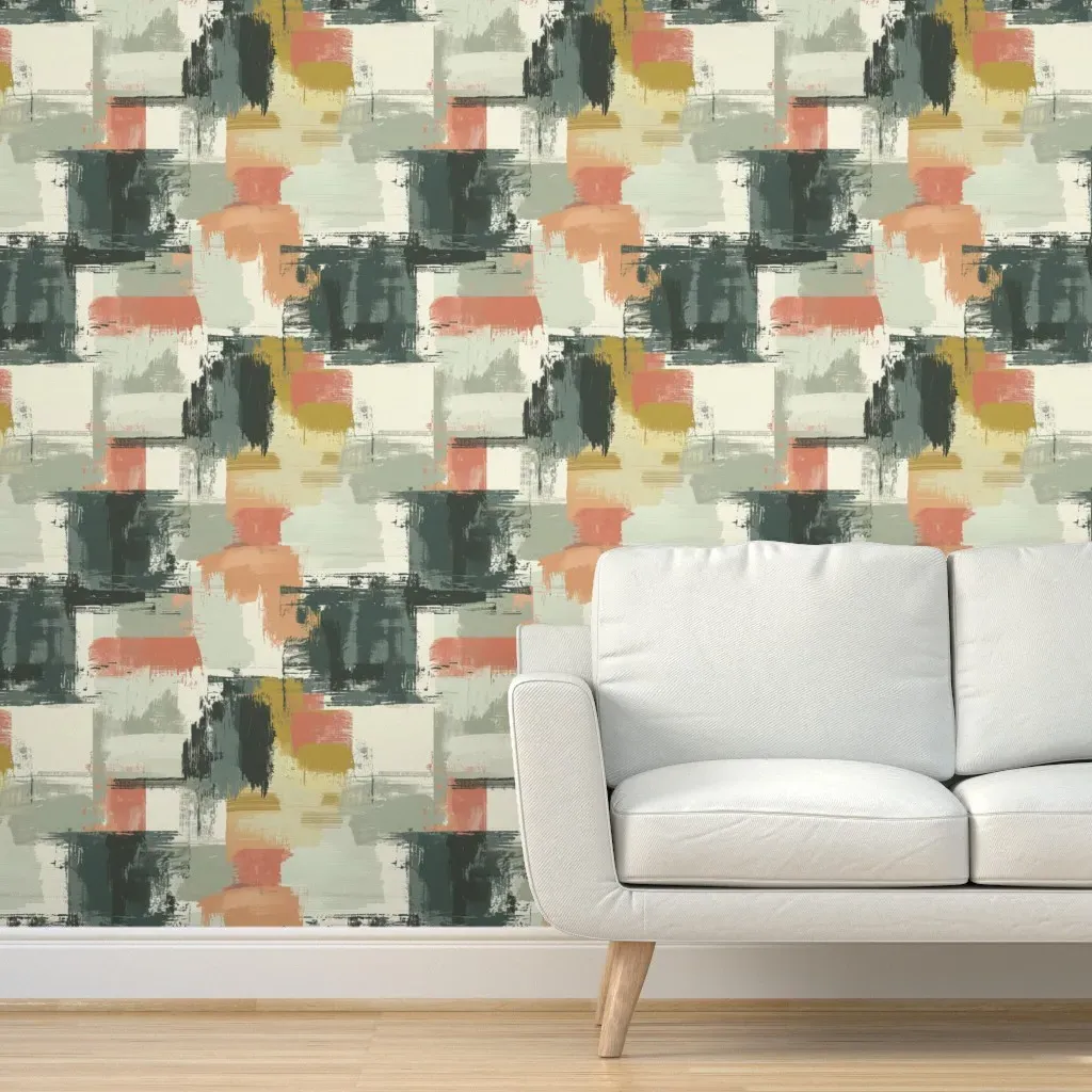 Dry Brush Stroke Floral Peel and Stick Wallpaper - Dark Gray product