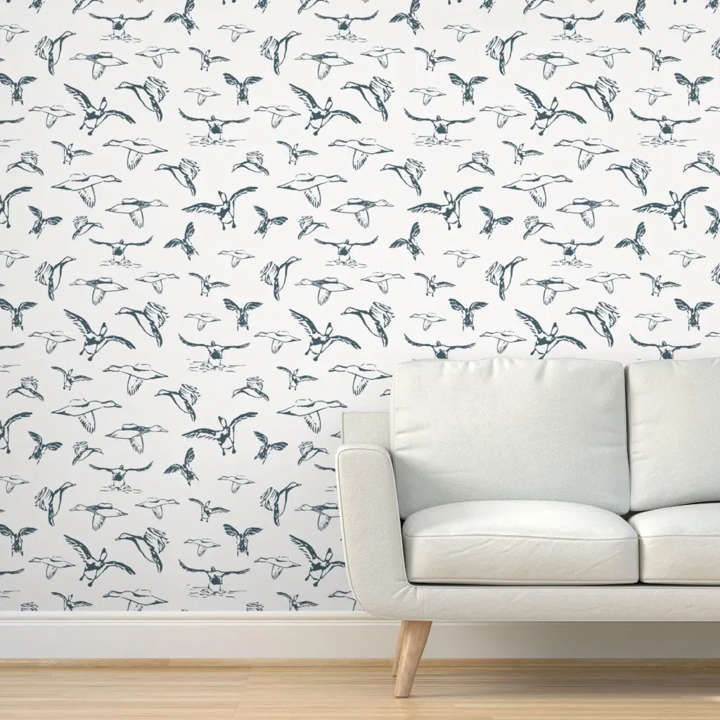 Ducks On Lake Peel and Stick Wallpaper - Slate Blue product