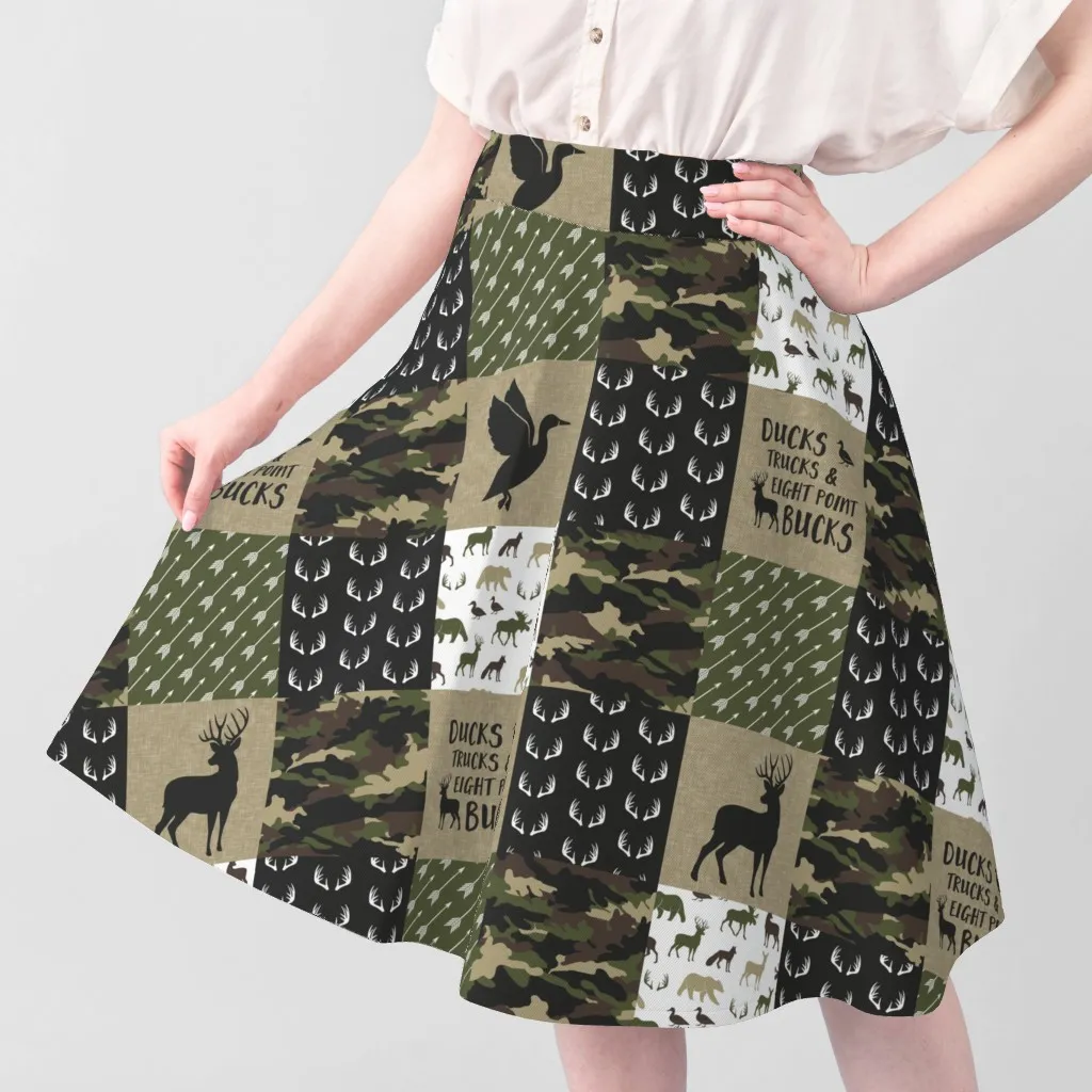Ducks Trucks Eight Point Bucks Patchwork Fabric - Olive Green alternate view
