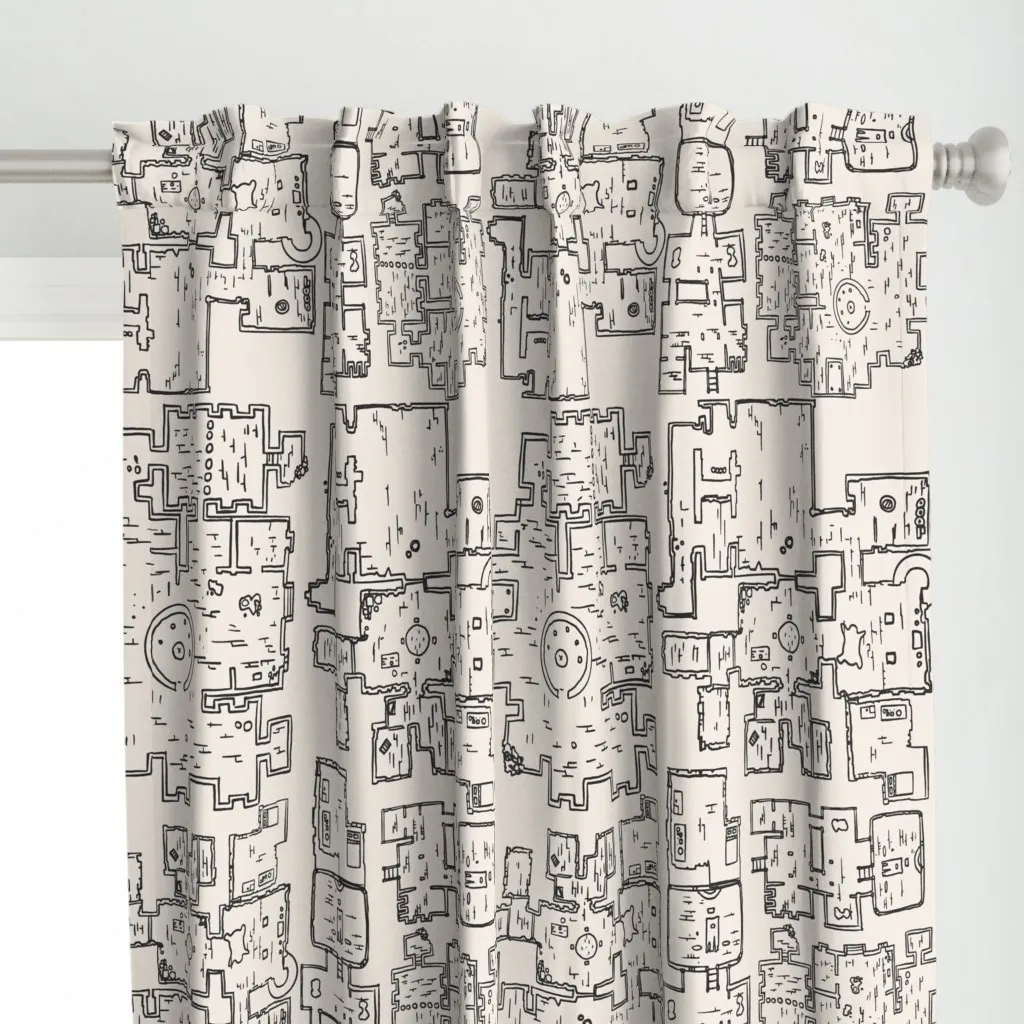 Dungeon Maps Large Scale Curtain Panel - Beige alternate view