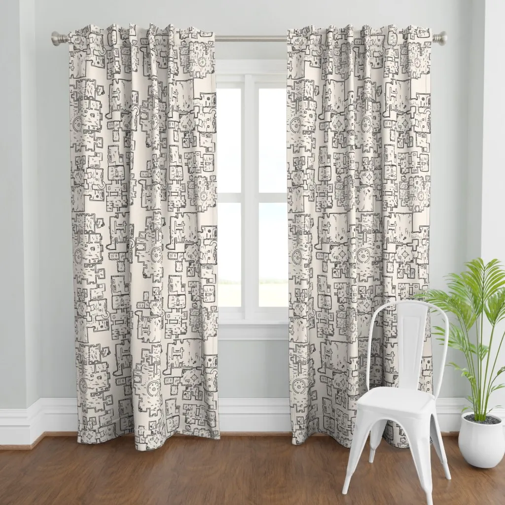Dungeon Maps Large Scale Curtain Panel - Beige product