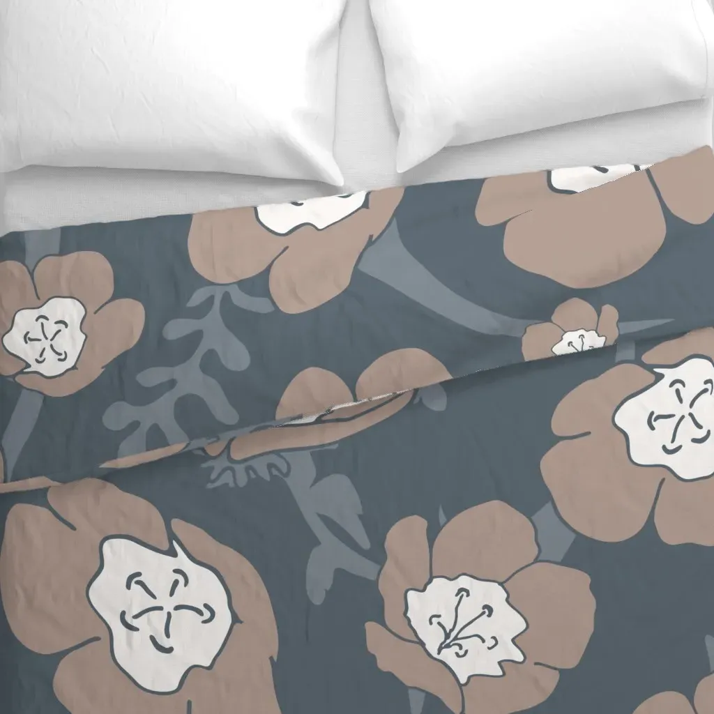Dusty Pink + Dark Slate Blue Duvet Cover - Taupe alternate view