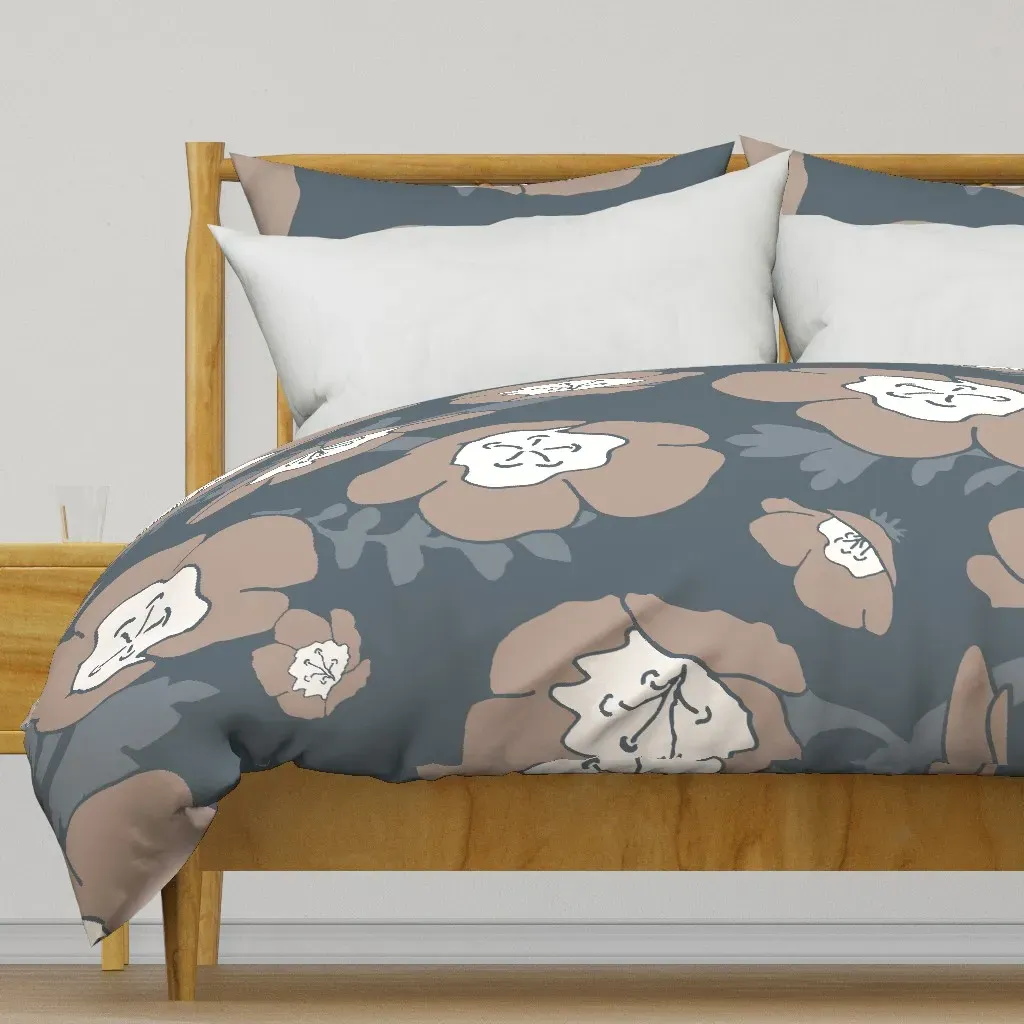 Dusty Pink + Dark Slate Blue Duvet Cover - Taupe product