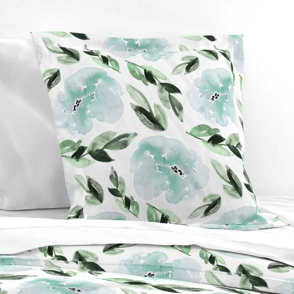 Dusty Robin Egg Blue and Sage Euro Pillow Sham - Mint Green product