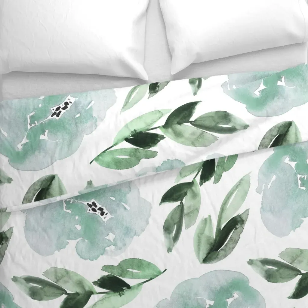 Dusty Robin Egg Blue Duvet Cover - Mint Green alternate view