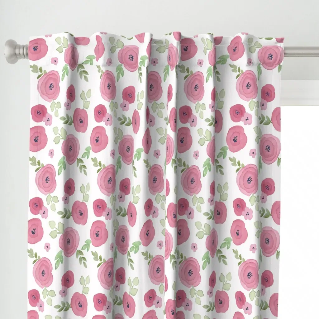 Dusty Rose Watercolor Curtain Panel - Pink alternate view