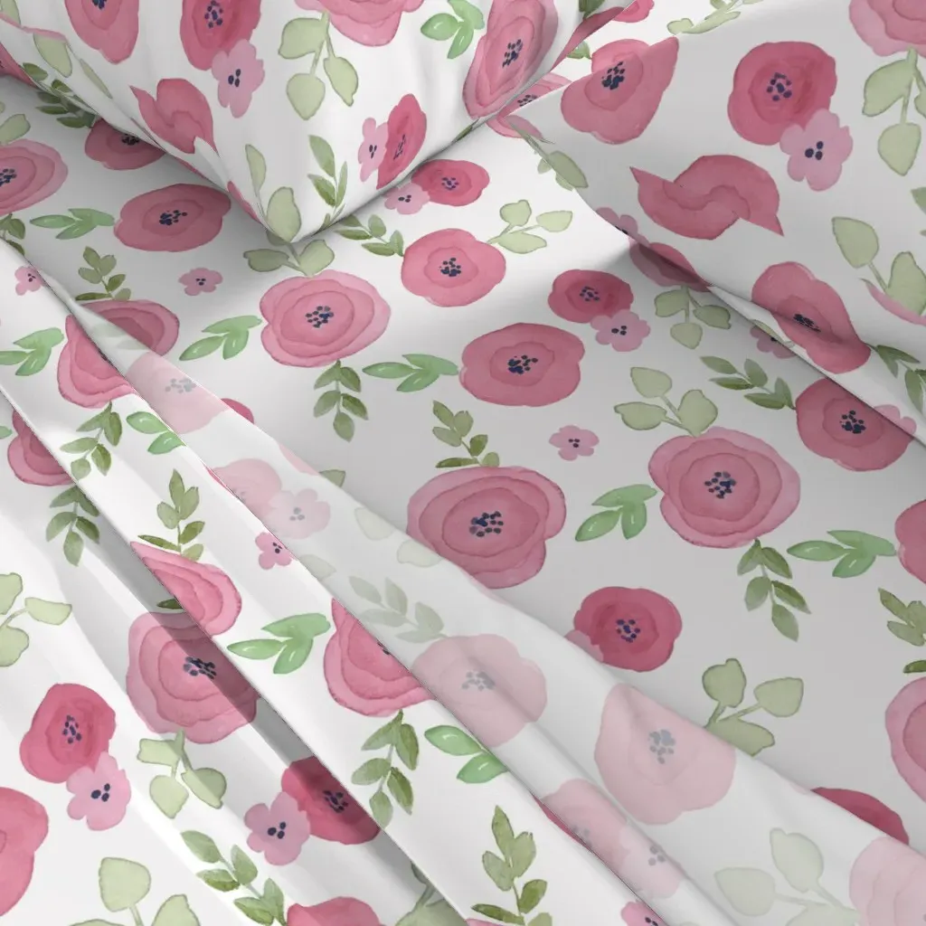 Dusty Rose Watercolor Pattern Cal King Sheet Set - Pink alternate view