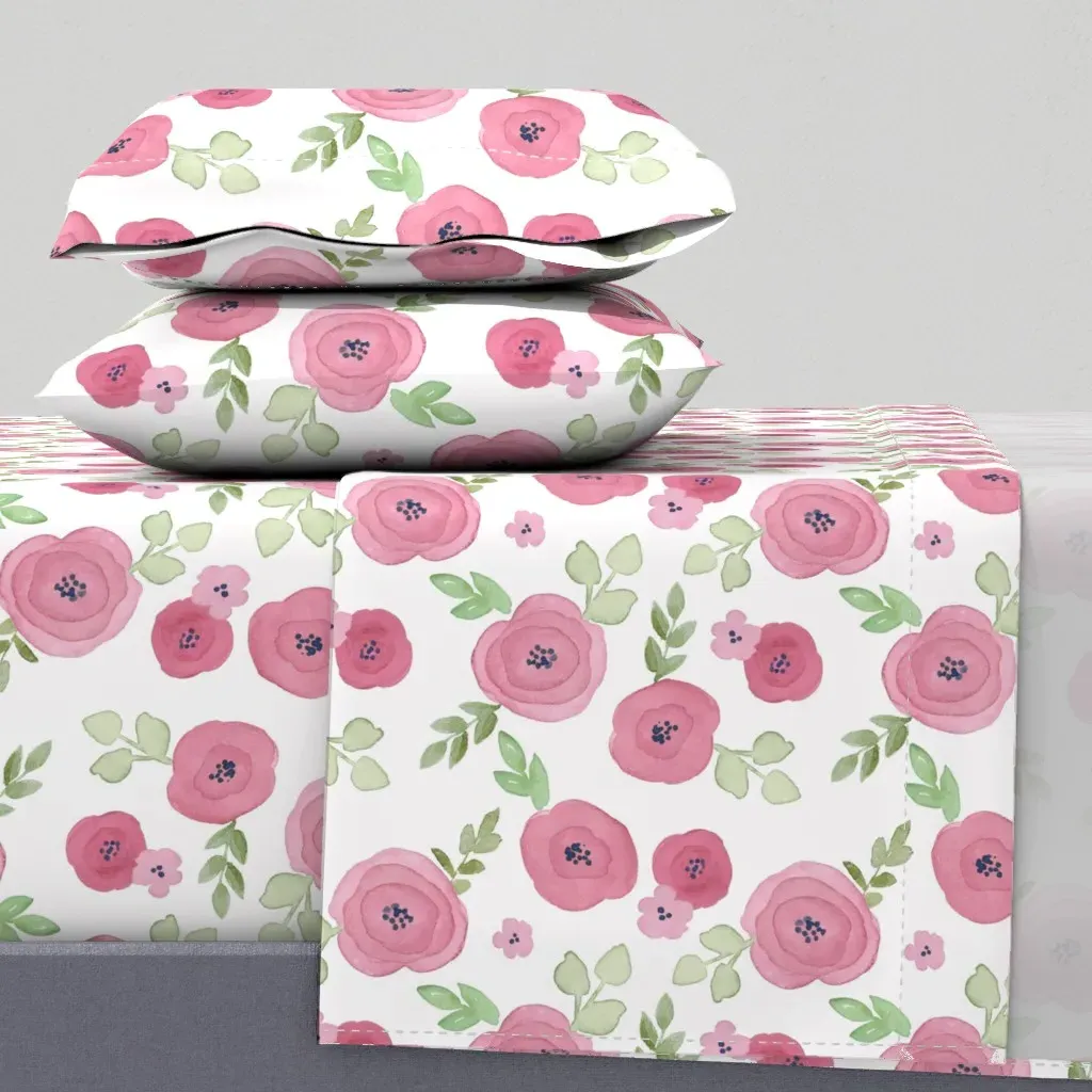 Dusty Rose Watercolor Pattern Cal King Sheet Set - Pink product