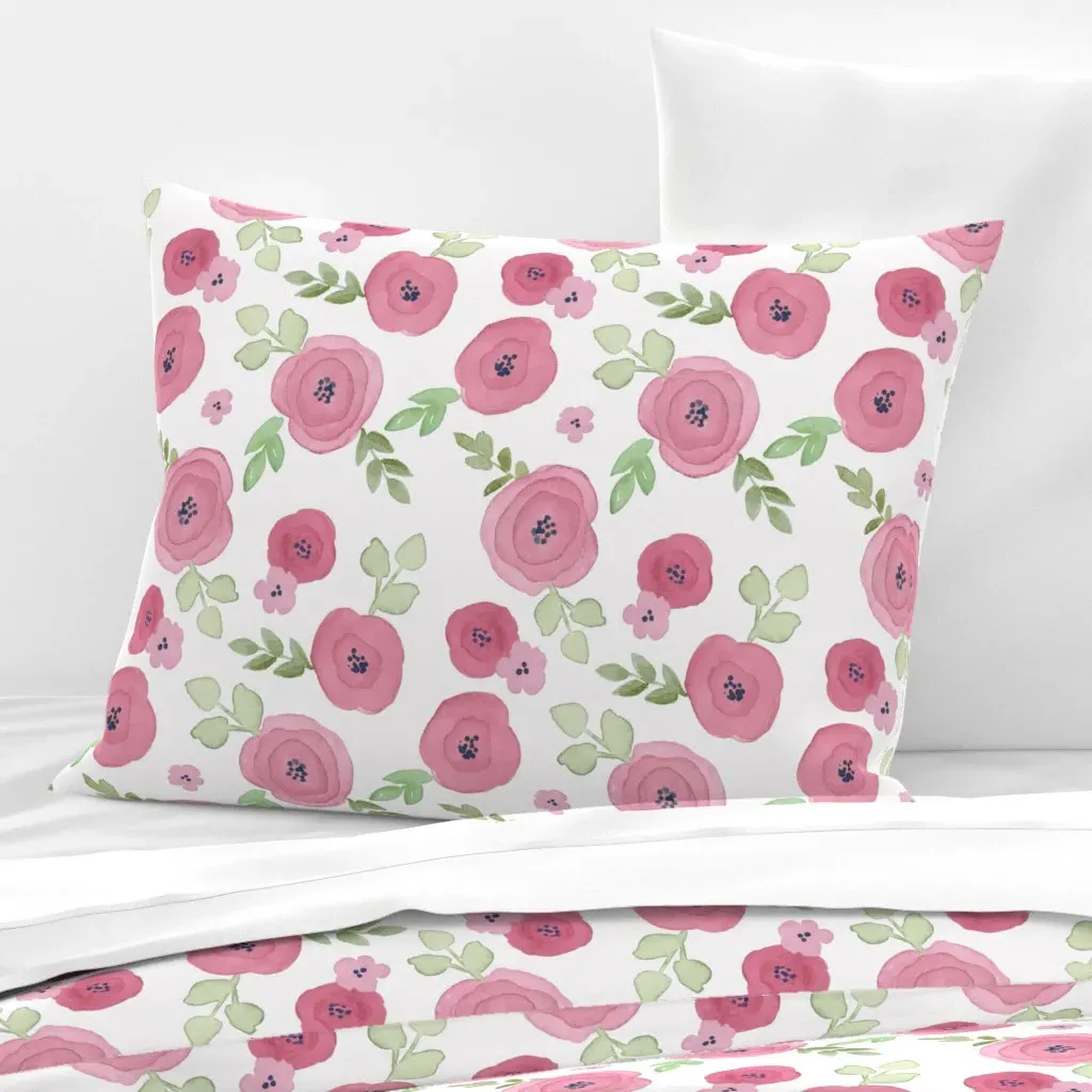 Dusty Rose Watercolor Standard Knife Edge Pillow - Pink, Cotton Sateen product