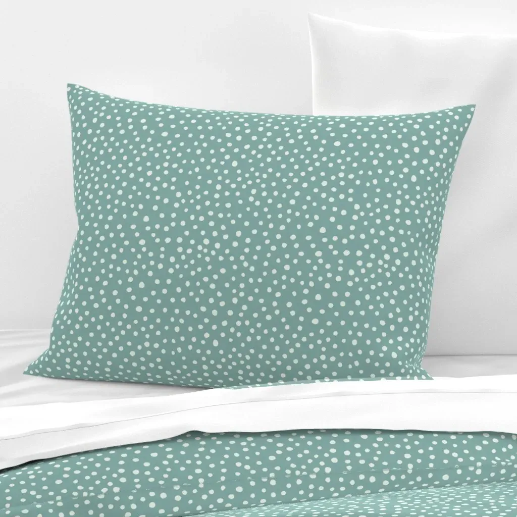 Dusty Sapphire Dots Standard Knife Edge Pillow - White, Cotton Sateen product