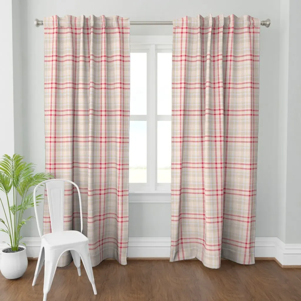 Dusty Sunrise Plaid Curtain Panel - Cream product