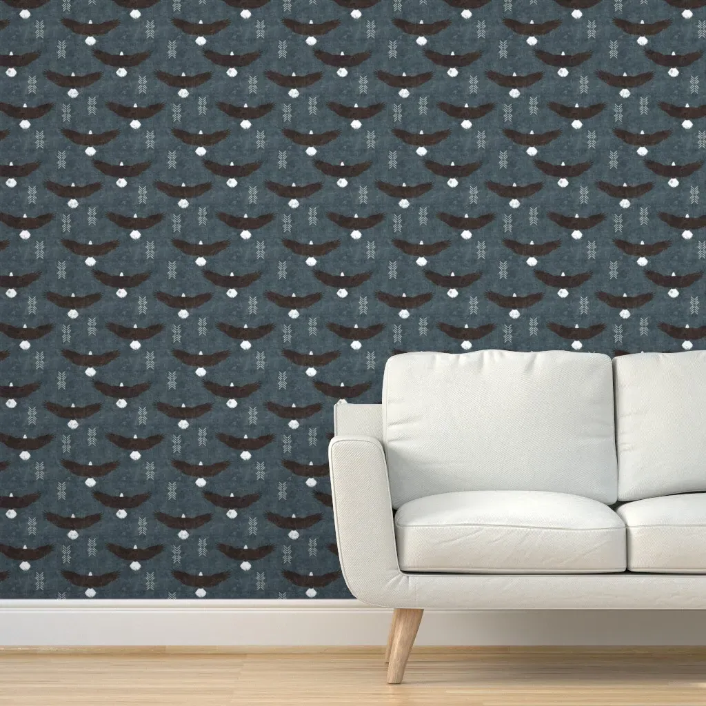 Eagle Soar Bald Eagles Peel and Stick Wallpaper - Dark Teal product