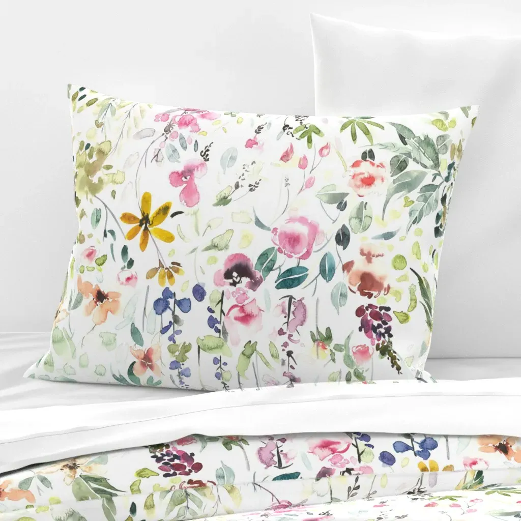 Eame'S Wildflower Meadow Standard Knife Edge Cushion - Pink, Cotton Sateen product
