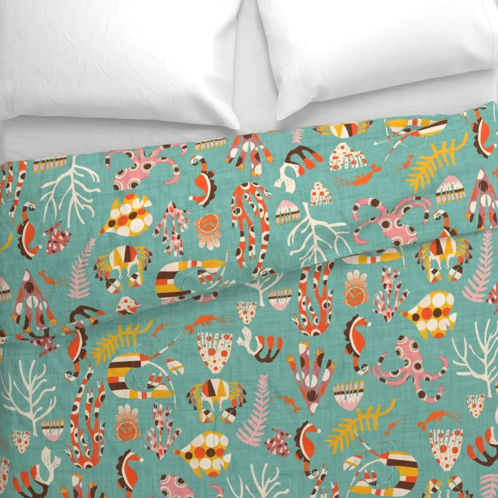 Earth Coral Reefs Duvet Cover - Teal alternate view