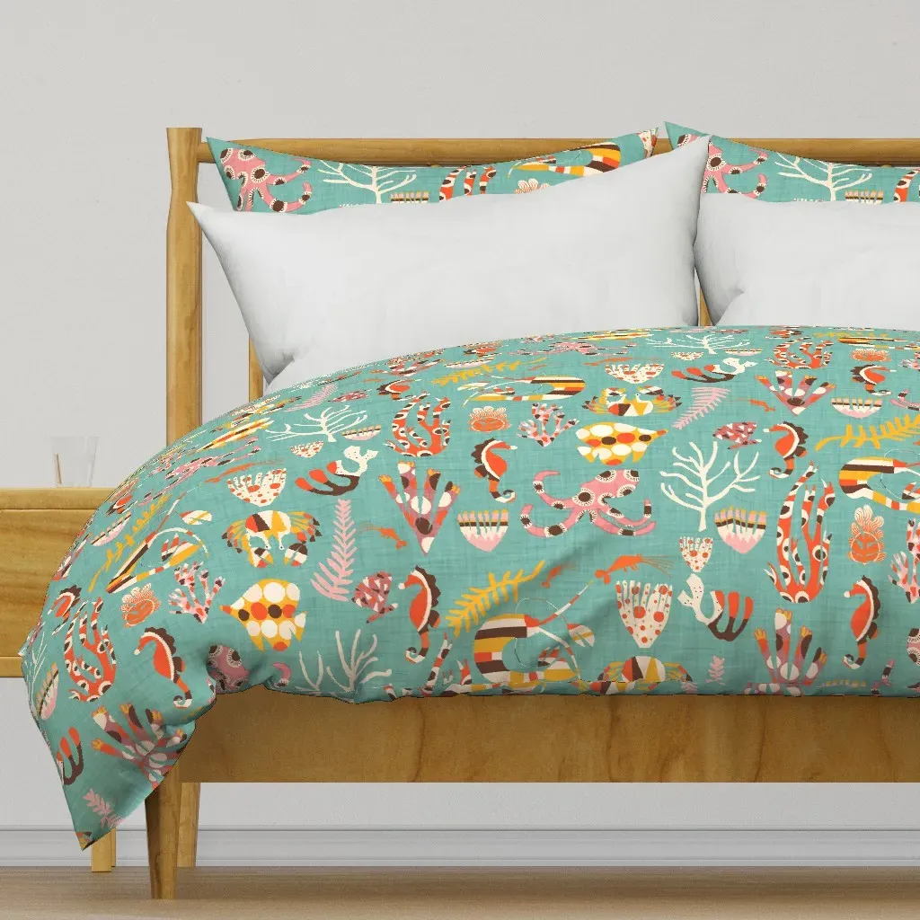 Earth Coral Reefs Duvet Cover - Teal product