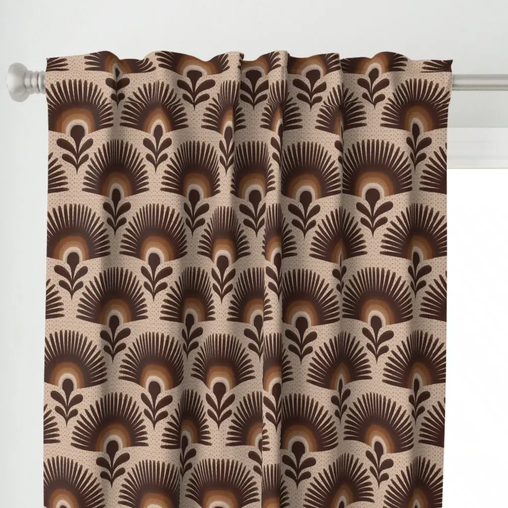 Earth Tone Flower Curtain Panel - Dark Brown alternate view
