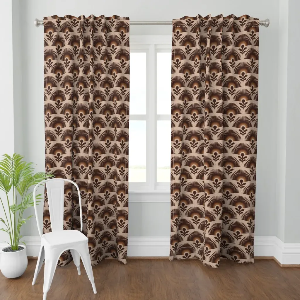 Earth Tone Flower Curtain Panel - Dark Brown product