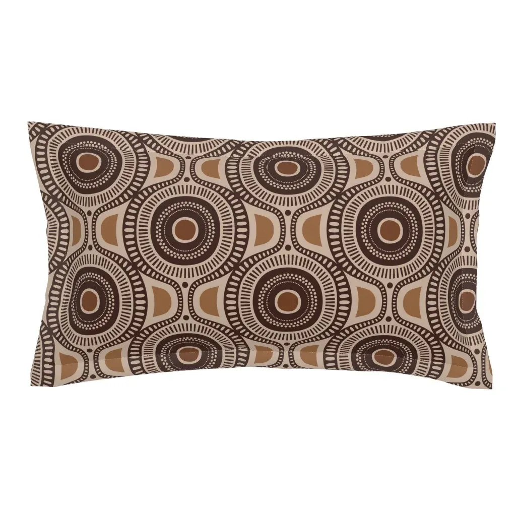 Earth Tones Geometric Retro King Pillow Sham - Dark Brown product