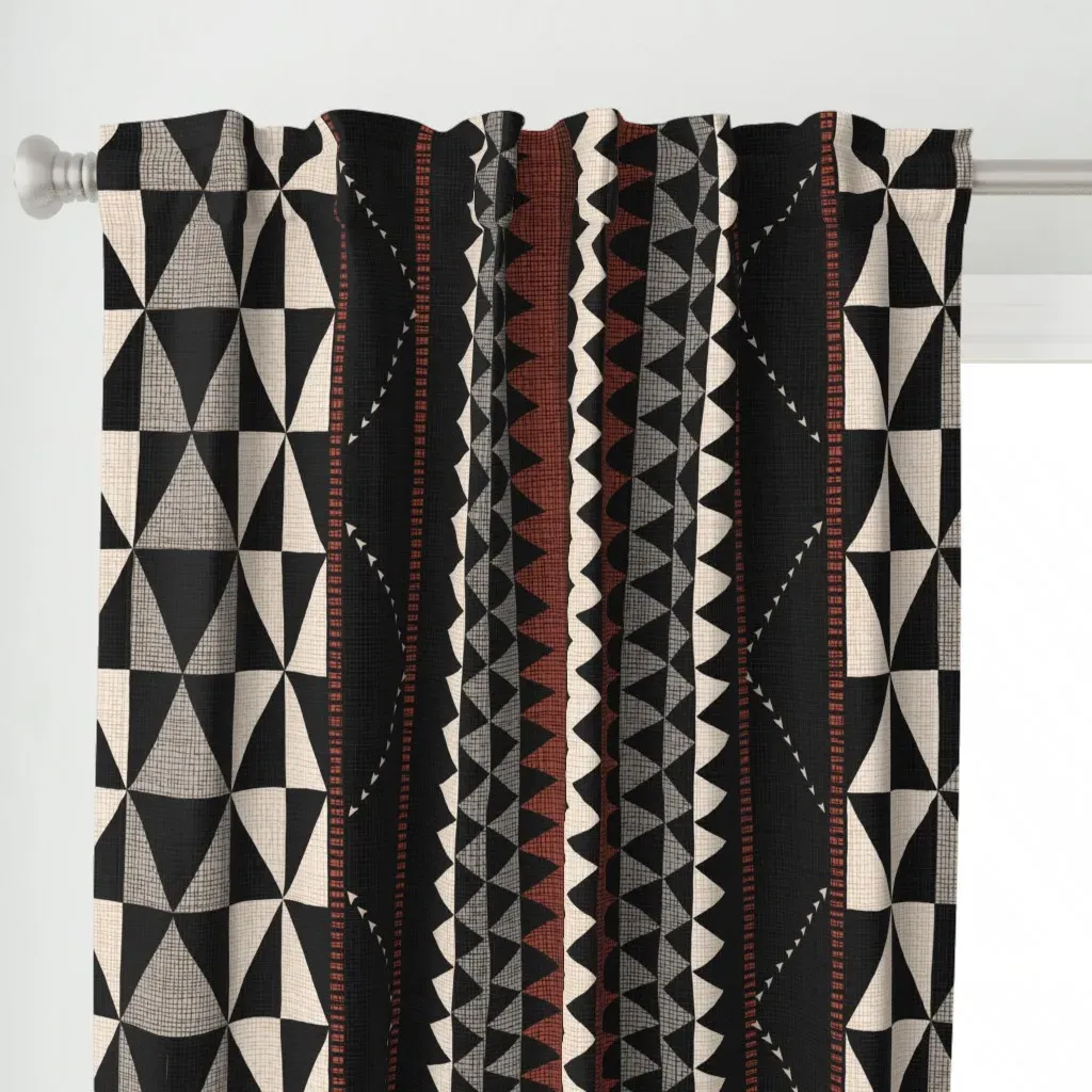 Earthtones Bark Cloth Curtain Panel - Black alternate view