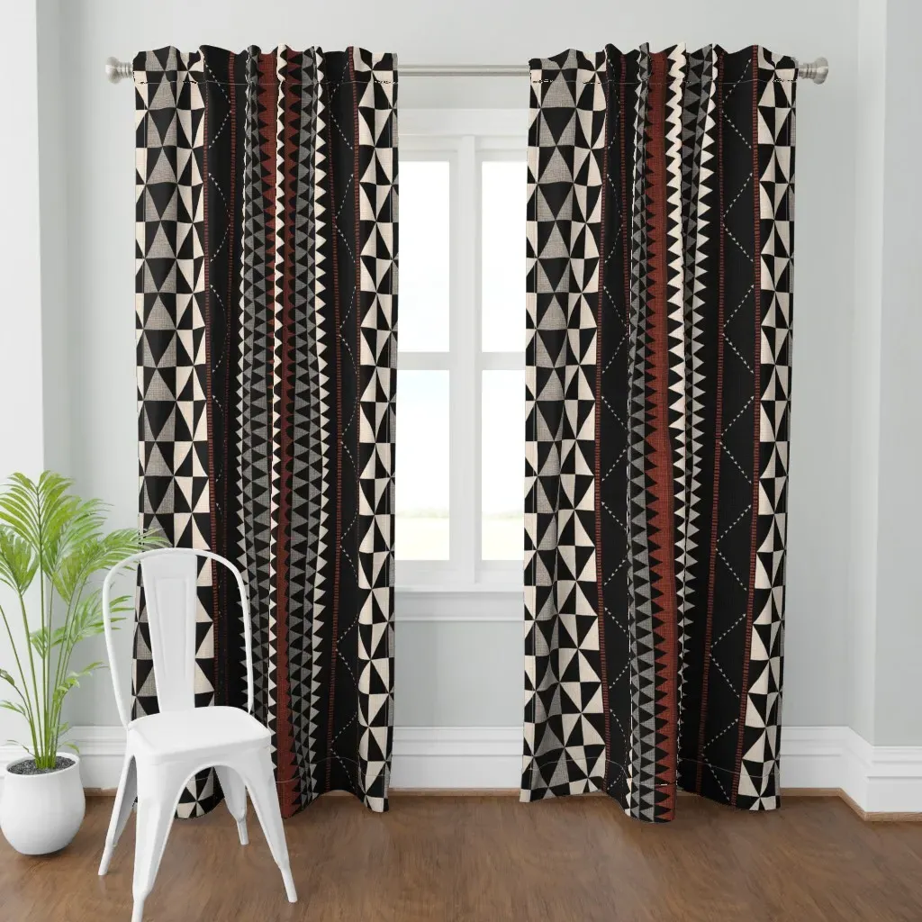 Earthtones Bark Cloth Curtain Panel - Black product