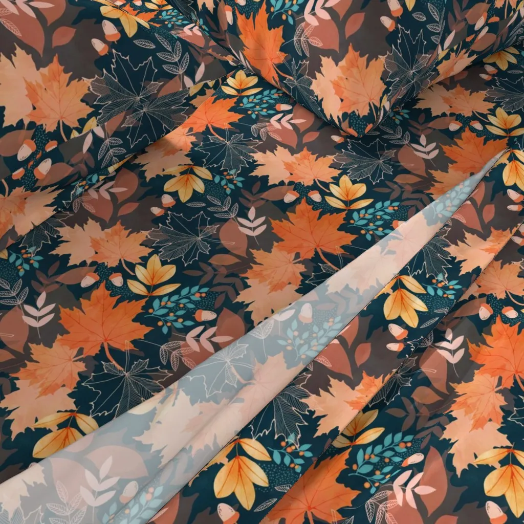 Earthy Autumn Leaves Queen Sheet Set - Orange alternate view