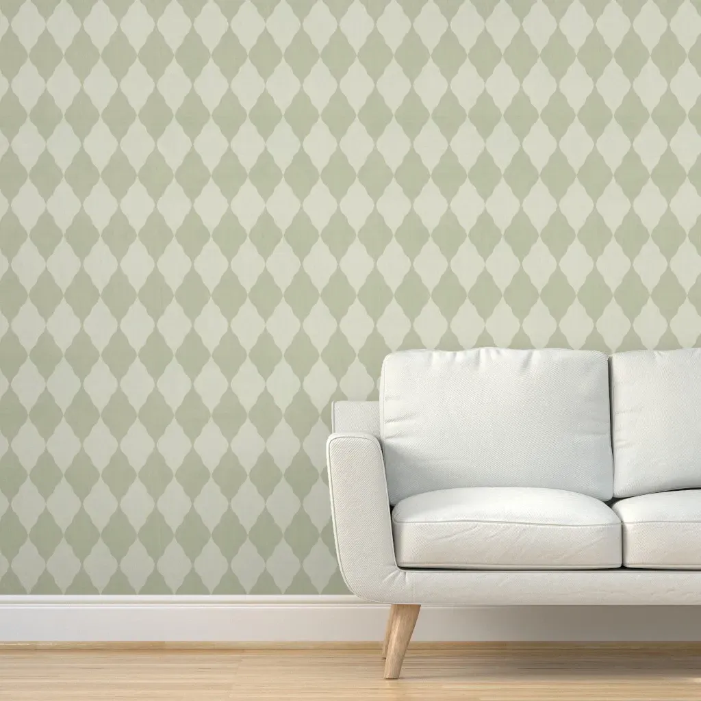 Earthy Diamond Harlequin Peel and Stick Wallpaper - Sage Green product