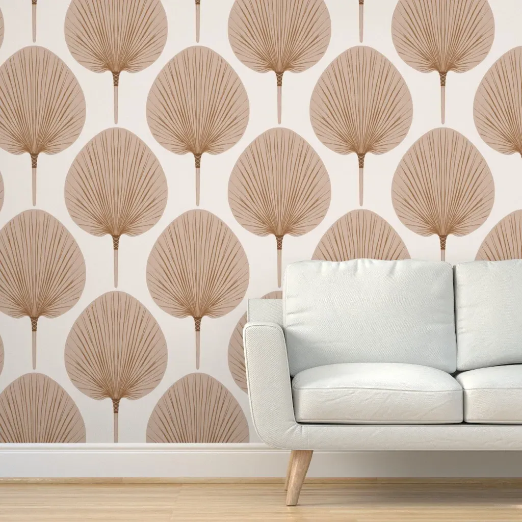 Earthy Palm Leaf Peel and Stick Wallpaper - Dusty Rose product