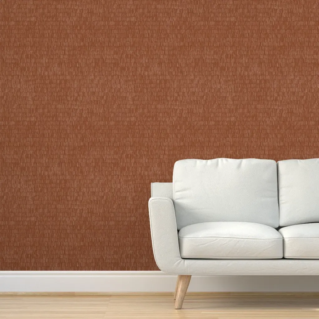 Earthy Sketchiness Hatching Peel and Stick Wallpaper - Burnt Sienna product