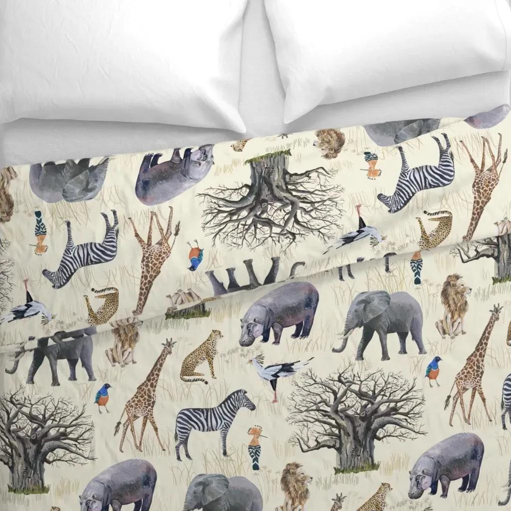 East African Safari Duvet Cover - Beige alternate view