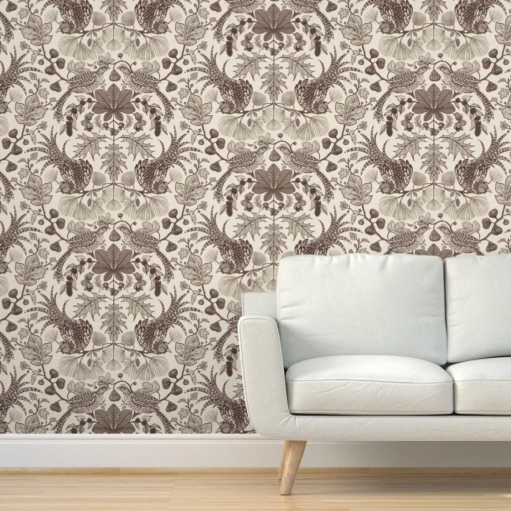 East Fork Fig And Pheasant Peel and Stick Wallpaper - Dark Brown product