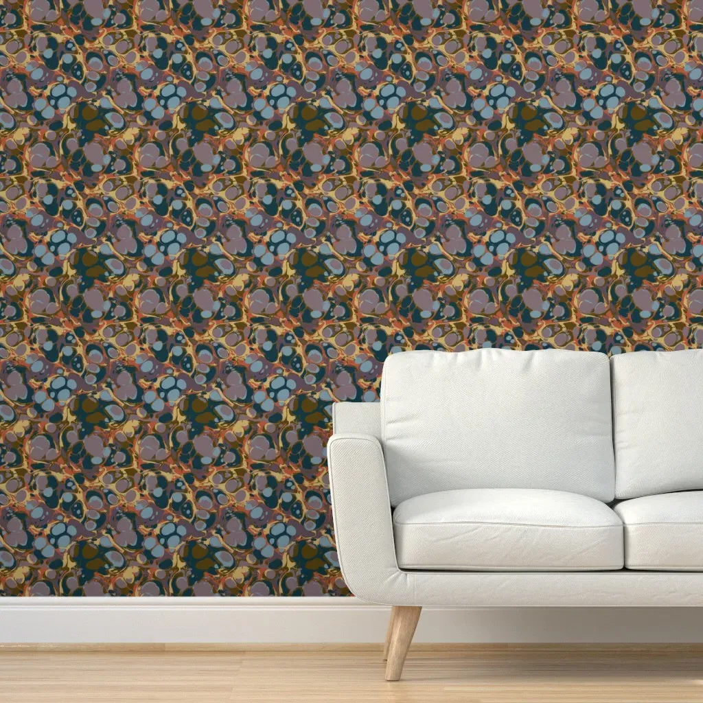 Ebru Marbled Stone Abstract Peel and Stick Wallpaper - Teal product