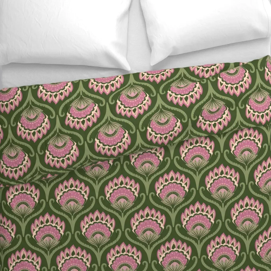 Eclectic Folklore Fancy Floral Duvet Cover - Dusty Rose alternate view