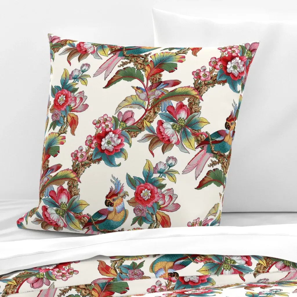 Edwardian Parrot Celine Euro Pillow Sham - Pink product