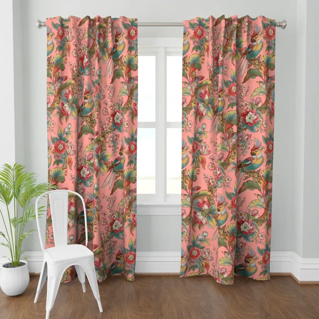 Edwardian Parrot Duchess Curtain Panel - Pink product