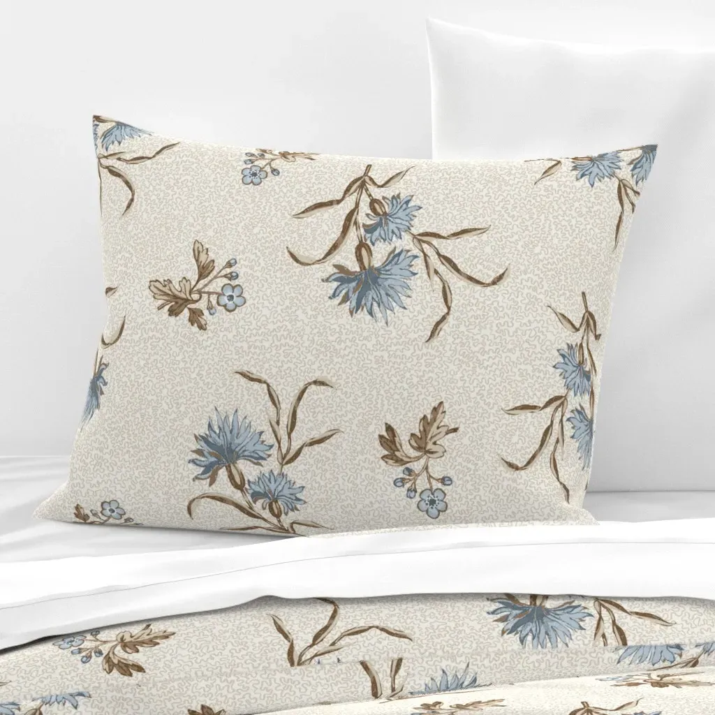 Edwina Floral Standard Knife Edge Cushion Cover - Light Blue, Cotton Sateen product