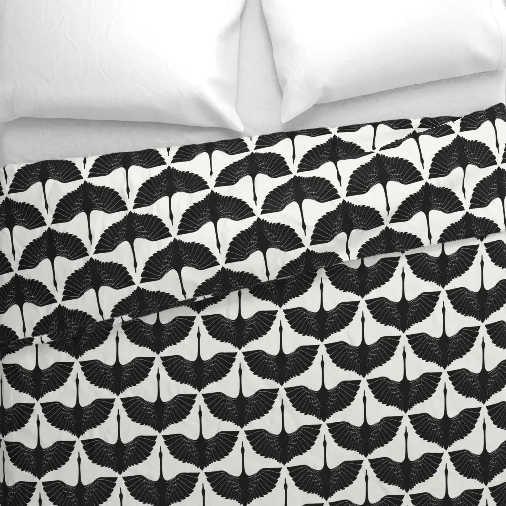 Egret Of Happiness Duvet Cover - Black alternate view