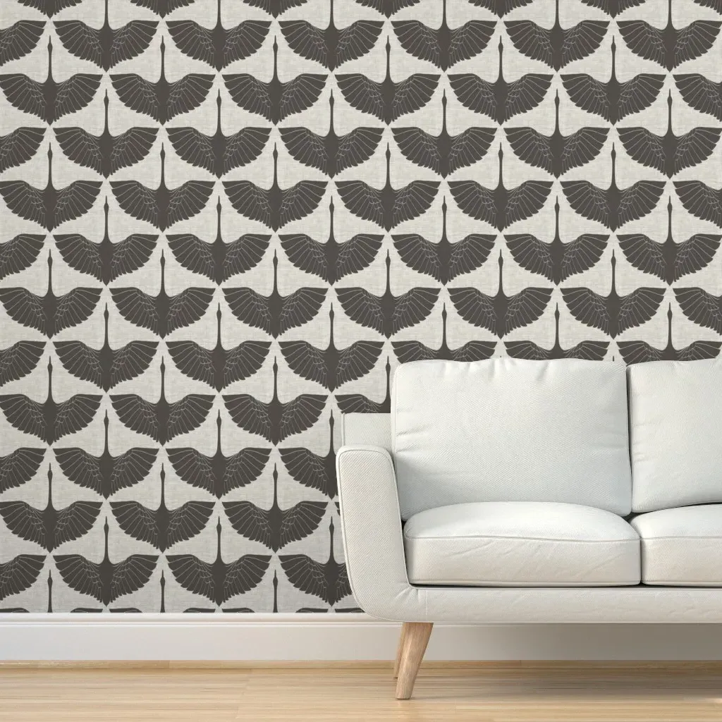 Egret Of Happiness Peel and Stick Wallpaper - Gray, Beige product