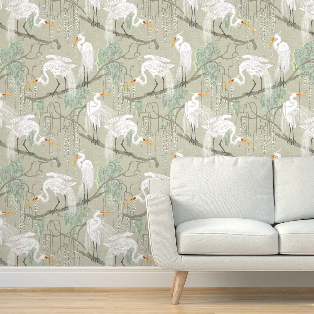 Egrets & Willow Peel and Stick Wallpaper - Mint/Sage product