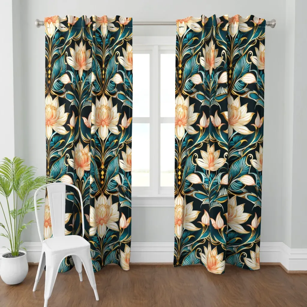 Egyptian Lotus Curtain Panel - White product