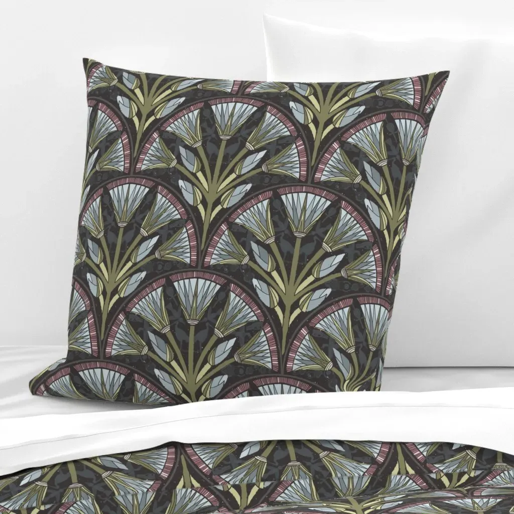Egyptian Lotus Scallops Euro Pillow Sham - Dusty Blue product